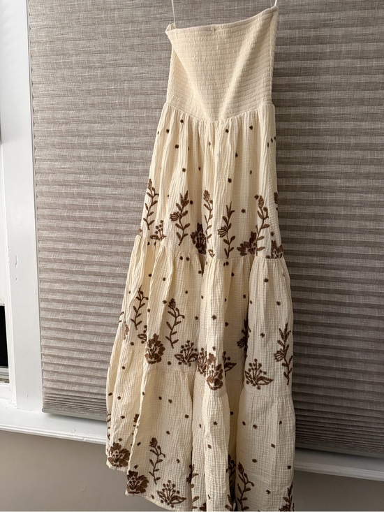 Altar'd State Dresses & Skirts - Altar'd State Cream Maxi Dress with Brown Floral Embroidery